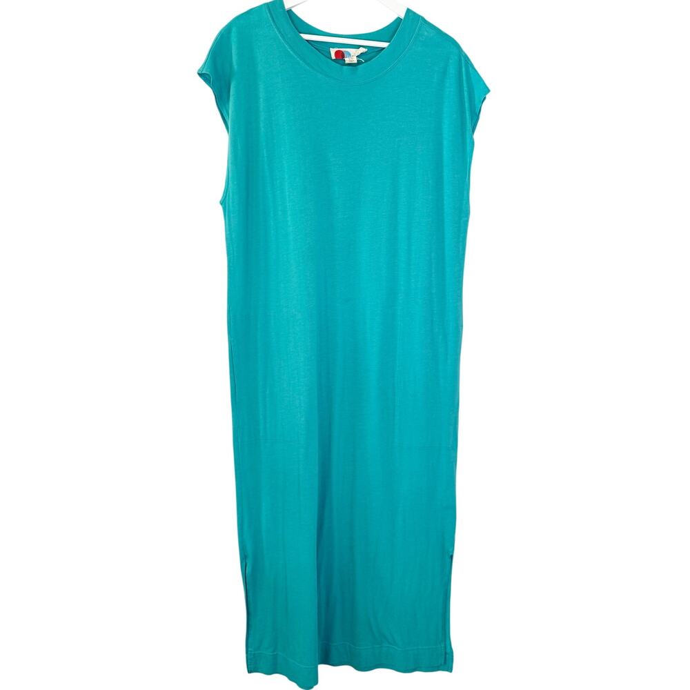 Free People FP Beach Turquoise Oversized Maxi Dress Sleeveless Size Large